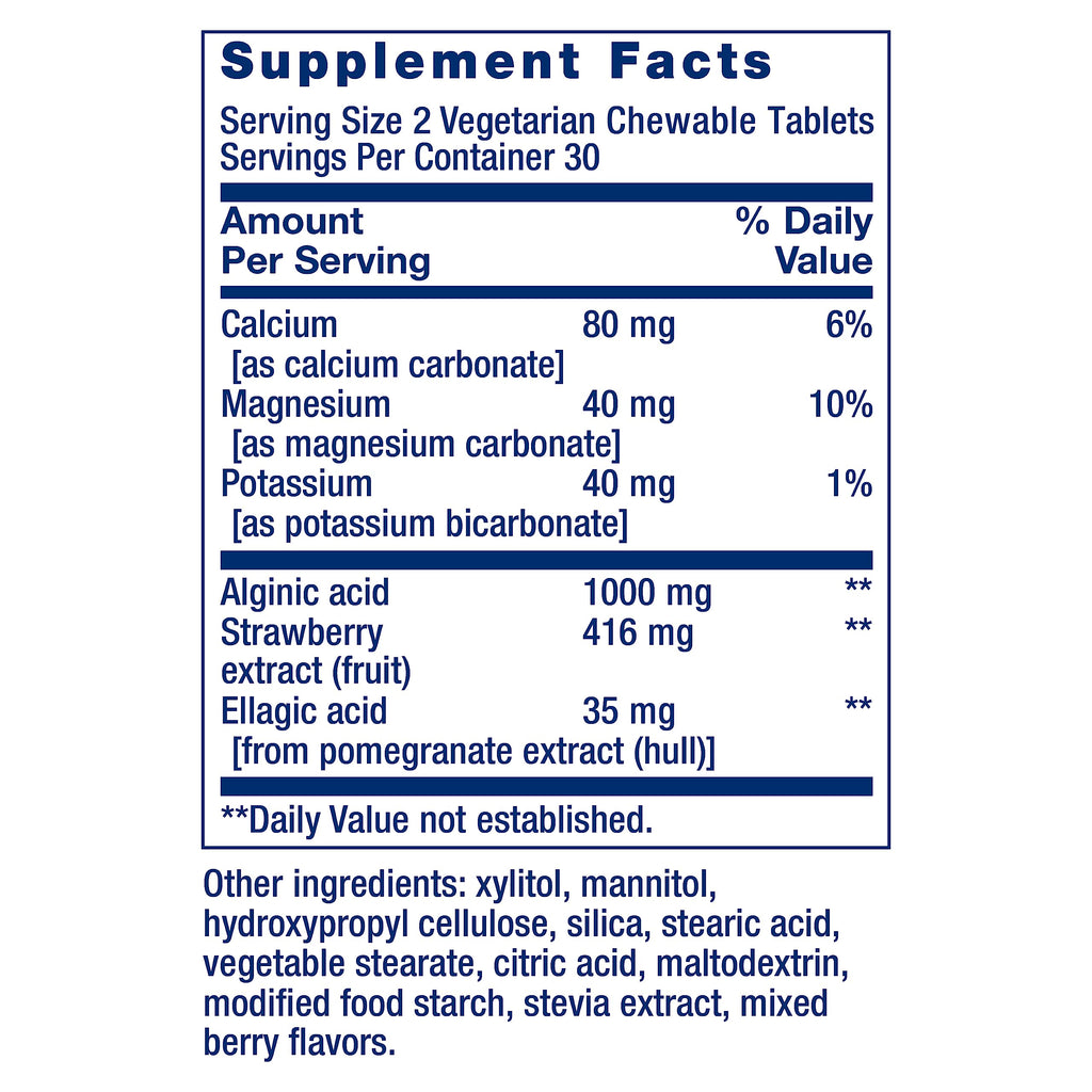 Life Extension Esophageal Guardian – Alginic Acid & Potassium Bicarbonate, 60 Vegetarian Chewable Tablets