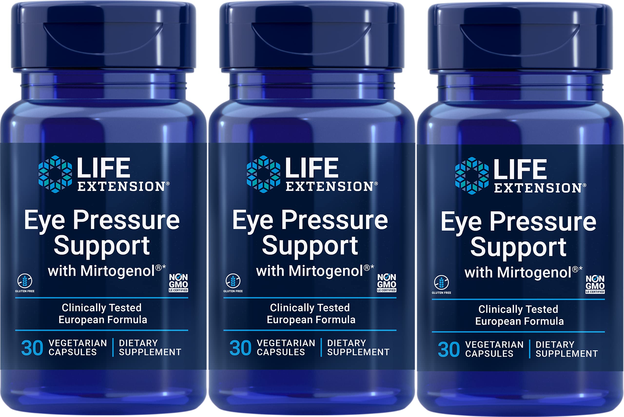 Life Extension Eye Pressure Support with Mirtogenol - Vcaps 30 Count (3-Pack)