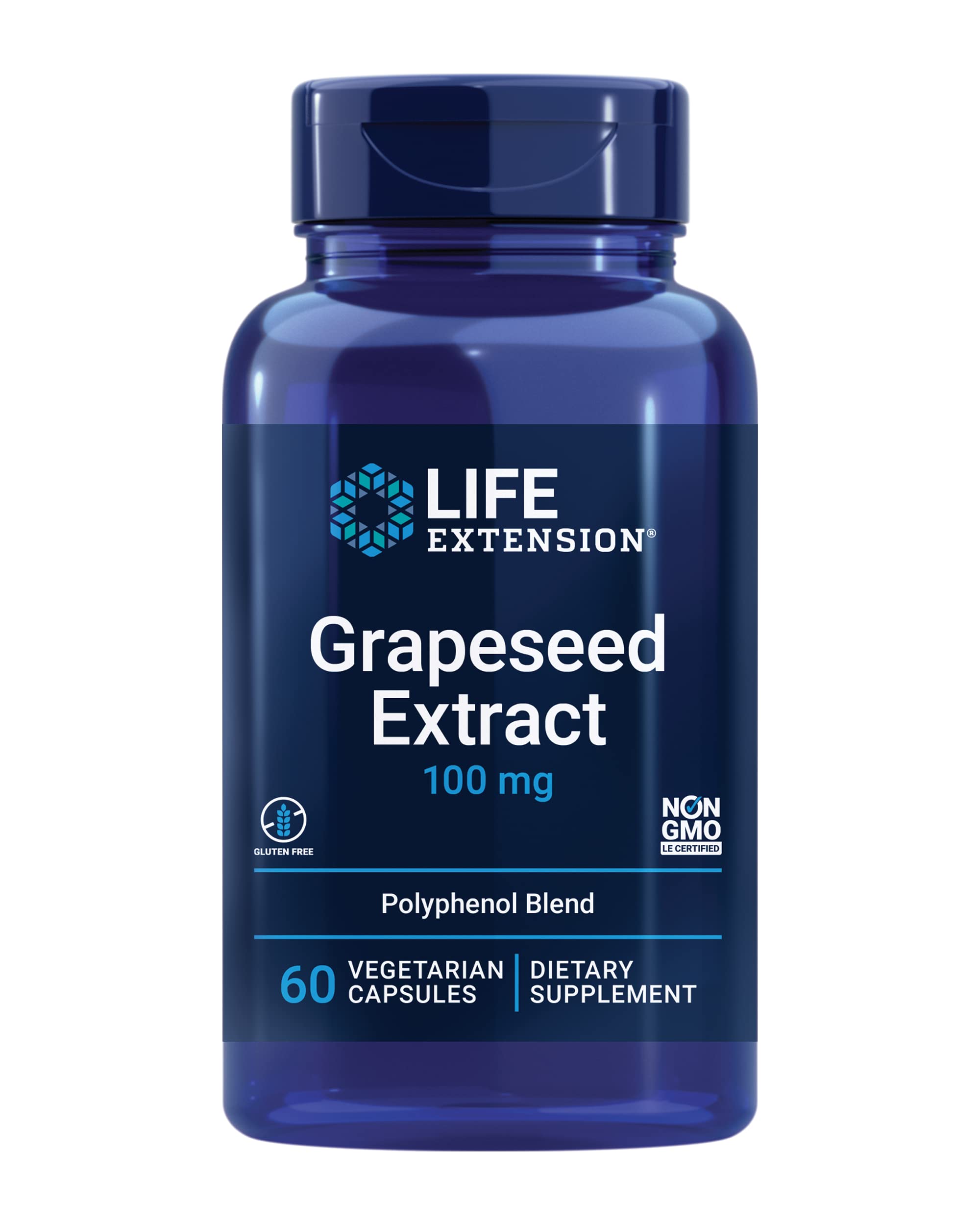 Life Extension Grapeseed Extract – Cardiovascular Health, Vitamin C & Resveratrol | 60 Capsules | Gluten-Free, Non-GMO