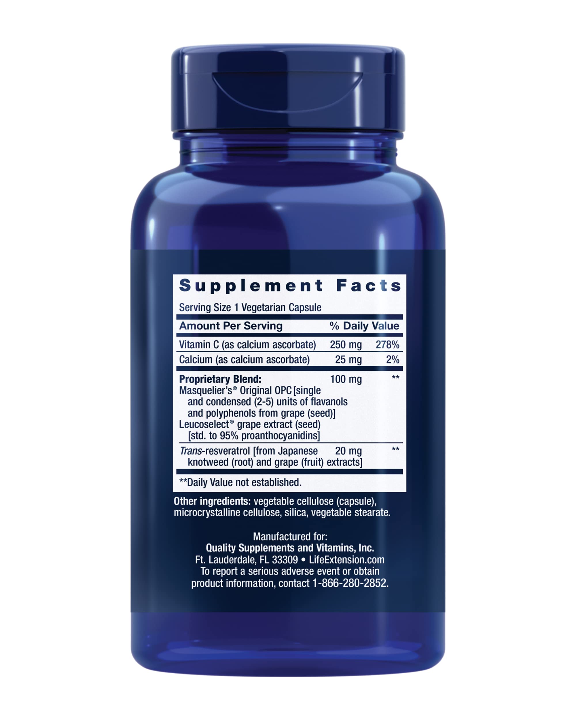 Life Extension Grapeseed Extract – Cardiovascular Health, Vitamin C & Resveratrol | 60 Capsules | Gluten-Free, Non-GMO