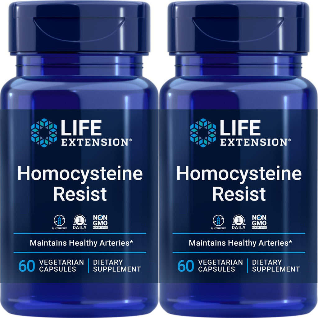 Life Extension Homocysteine Resist – 60 Vegetarian Capsules (Pack of 2) | Once-Daily B Vitamins + Folate, Gluten-Free