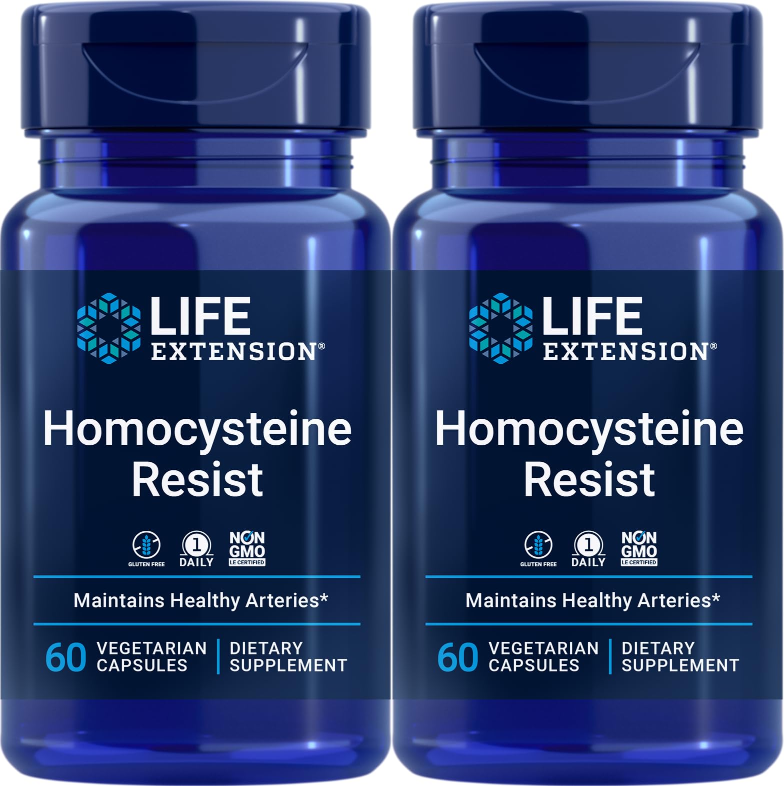 Life Extension Homocysteine Resist – 60 Vegetarian Capsules (Pack of 2) | Once-Daily B Vitamins + Folate, Gluten-Free