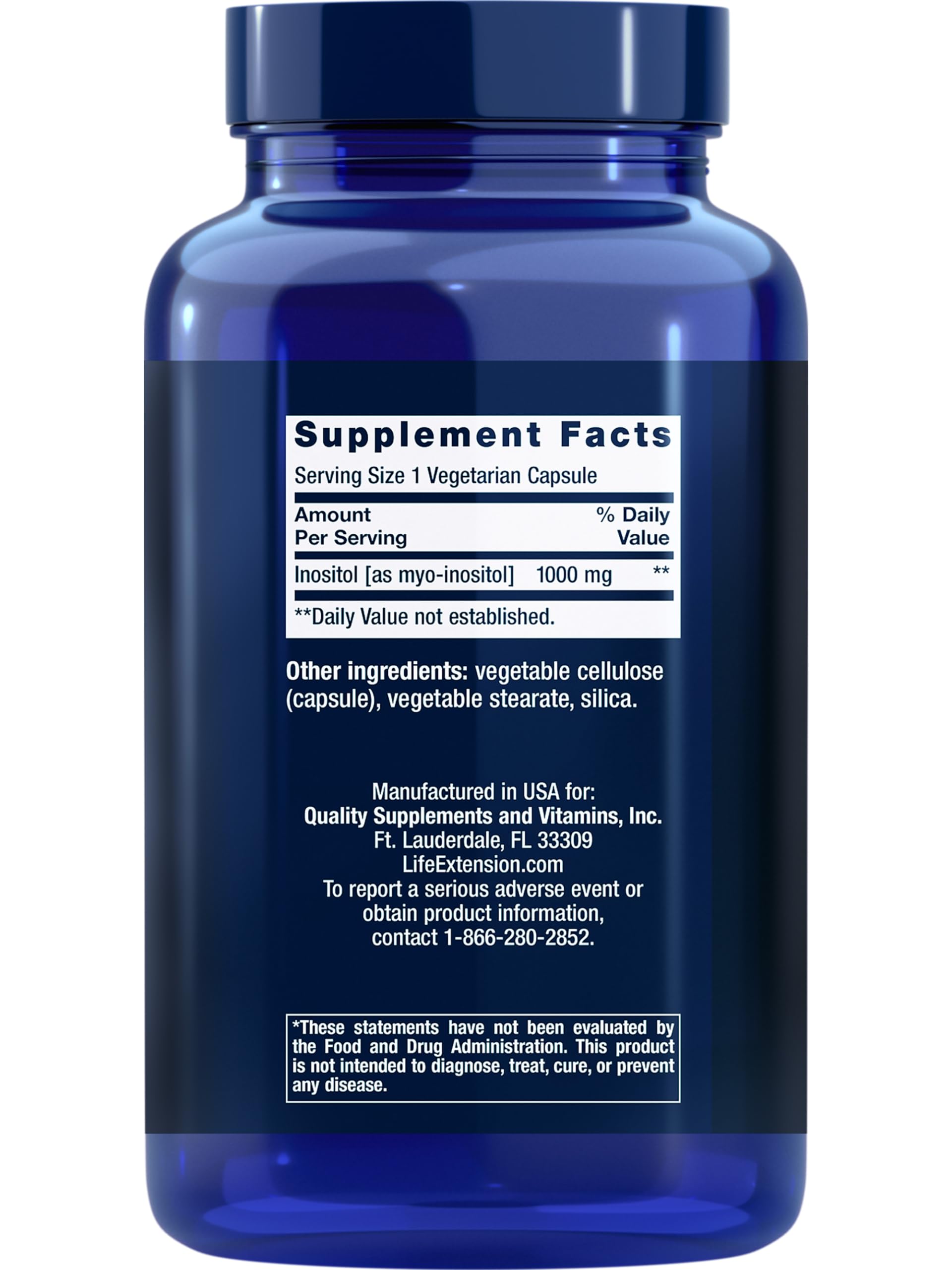 Life Extension Inositol Caps – 1000 mg Myo-Inositol for Mood, Metabolism & Hormone Balance – Gluten-Free, Non-GMO, Vegetarian – 360 Capsules