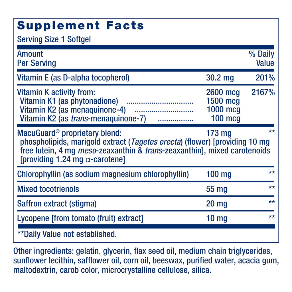 Life Extension Once-Daily Health Booster – Vitamin K1/K2, Vitamin E, Saffron & Lutein | 60 Softgels | Non-GMO, Gluten-Free