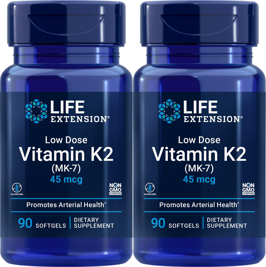 Life Extension Low Dose Vitamin K2, 90 Softgels (Pack of 2) | MK-7 Vitamin K2