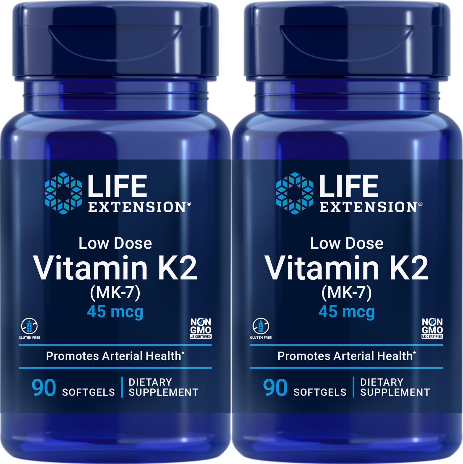 Life Extension Low Dose Vitamin K2, 90 Softgels (Pack of 2) | MK-7 Vitamin K2