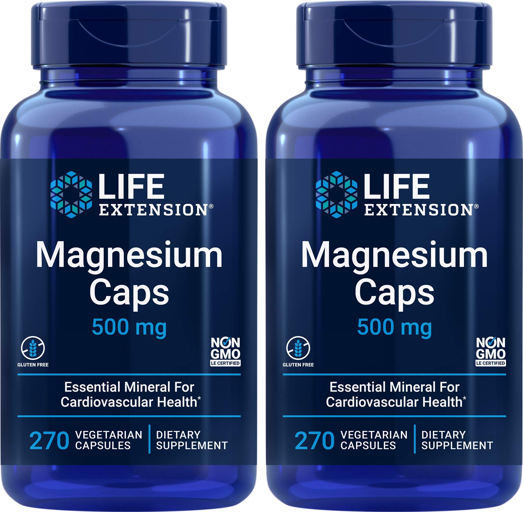 Life Extension Magnesium Caps 500mg – 270 Capsules (Pack of 2) | Vegan, Non-GMO