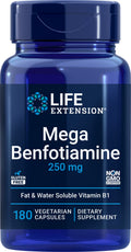 Life Extension Mega Benfotiamine 250 mg — 180 Veg Caps | Vitamin B1