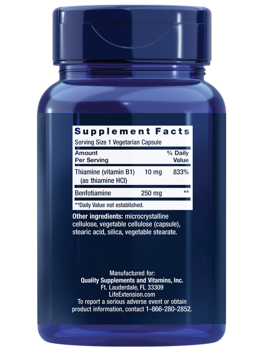 Life Extension Mega Benfotiamine 250 mg | Fat-Soluble Vitamin B1, 120 Capsules