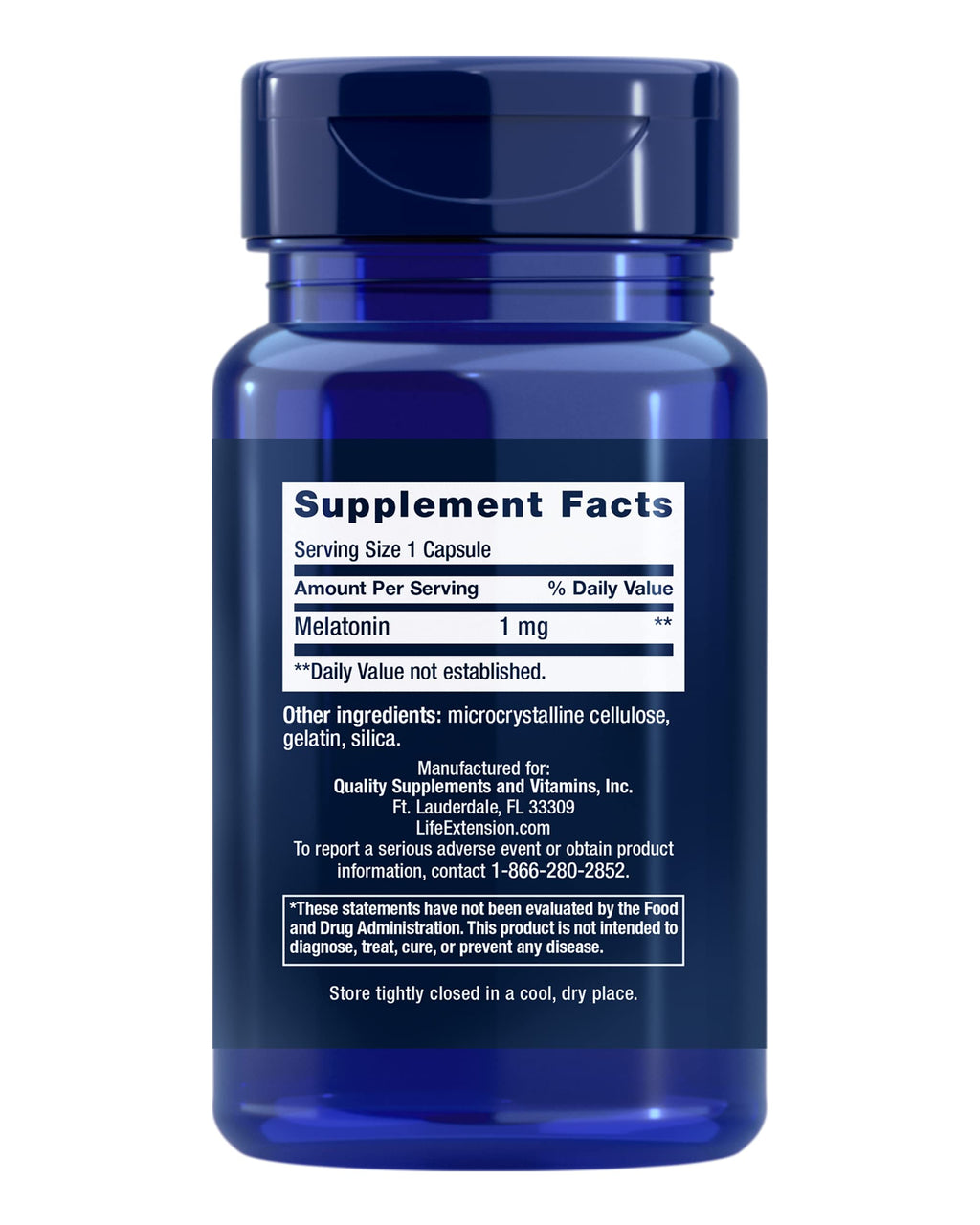 Life Extension Melatonin 1 mg - Restful Sleep, Immune Support, and Hormone Balance | Gluten-Free, Non-GMO - 60 Capsules