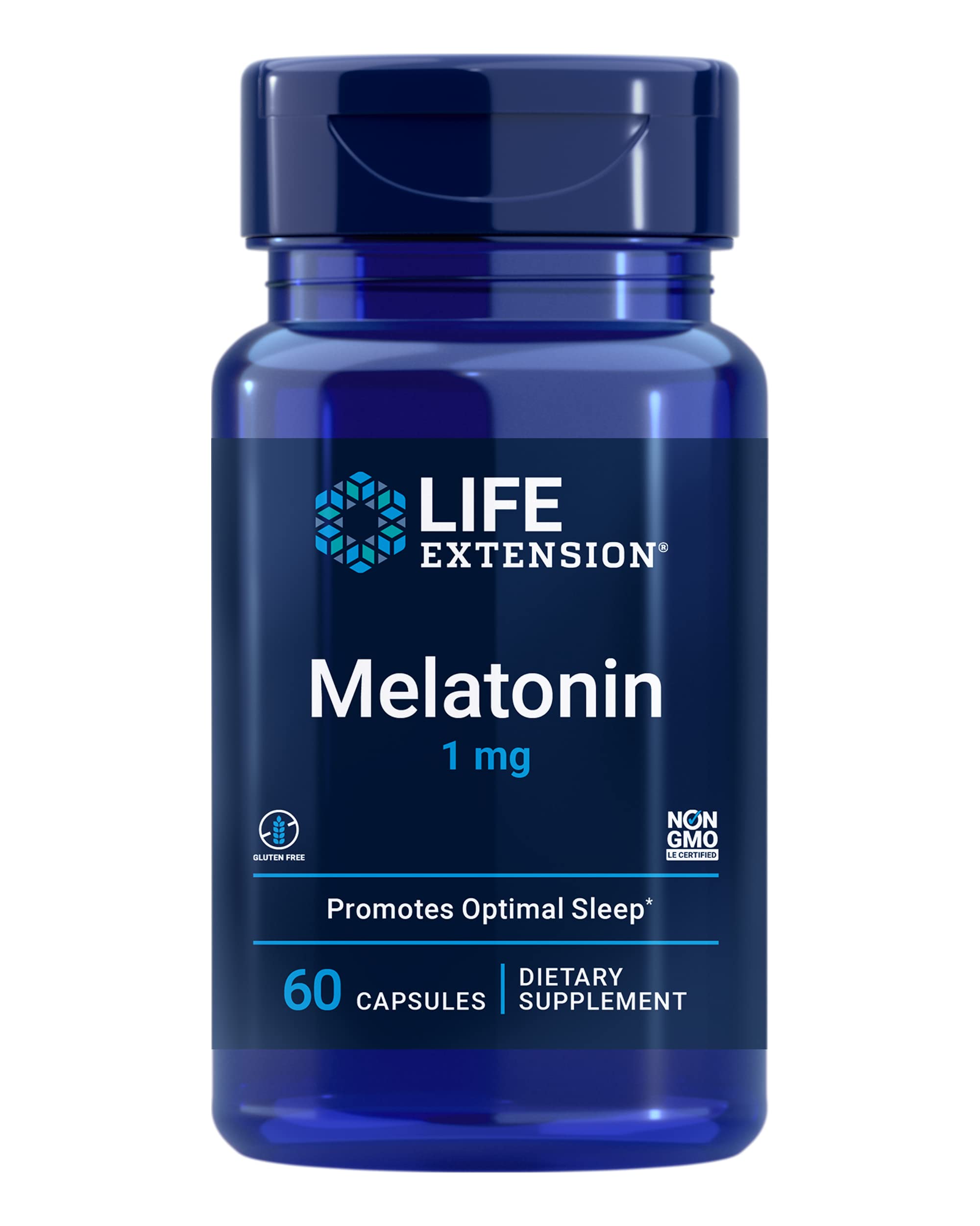 Life Extension Melatonin 1 mg - Restful Sleep, Immune Support, and Hormone Balance | Gluten-Free, Non-GMO - 60 Capsules