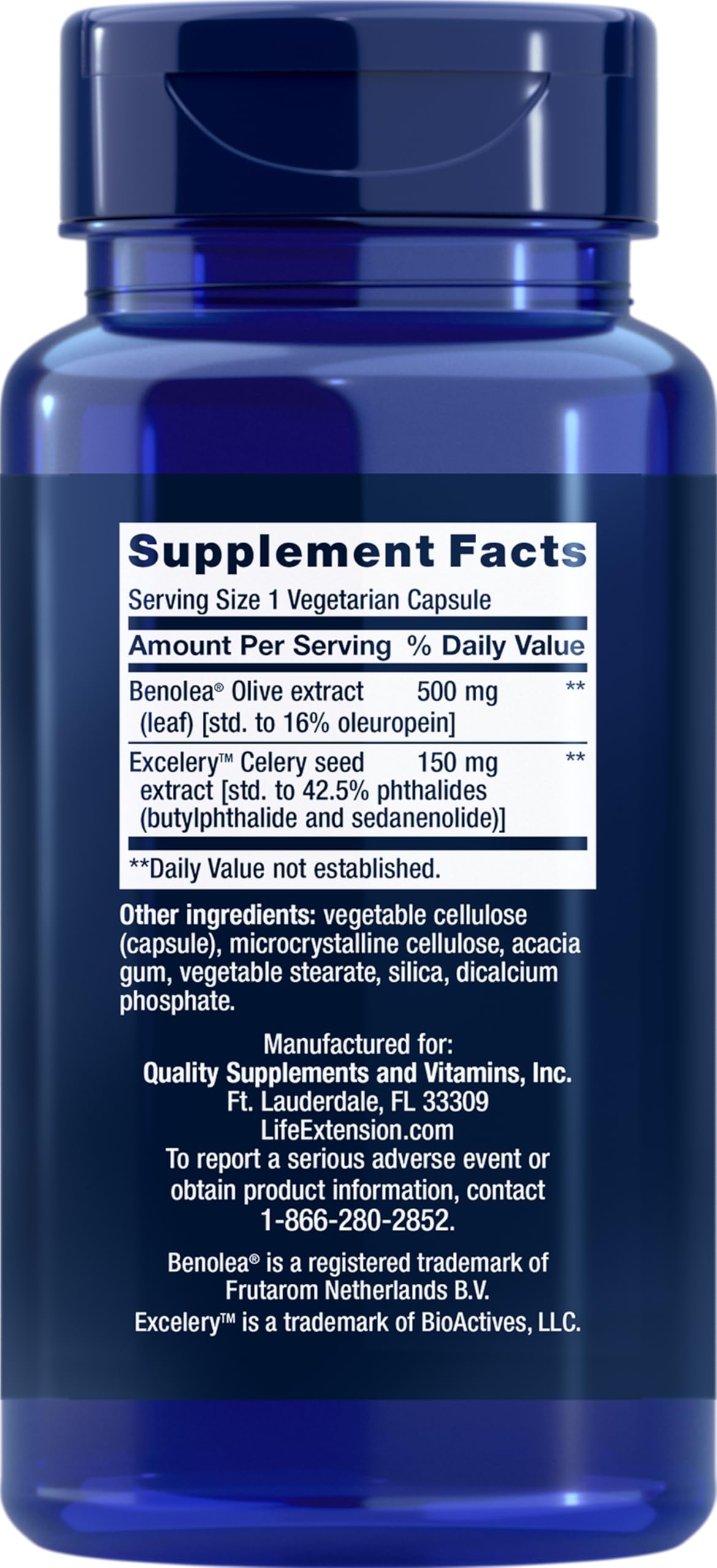 Life Extension Advanced Olive Leaf Vascular Support, 60 Vegetarian Capsules (Pack of 2)