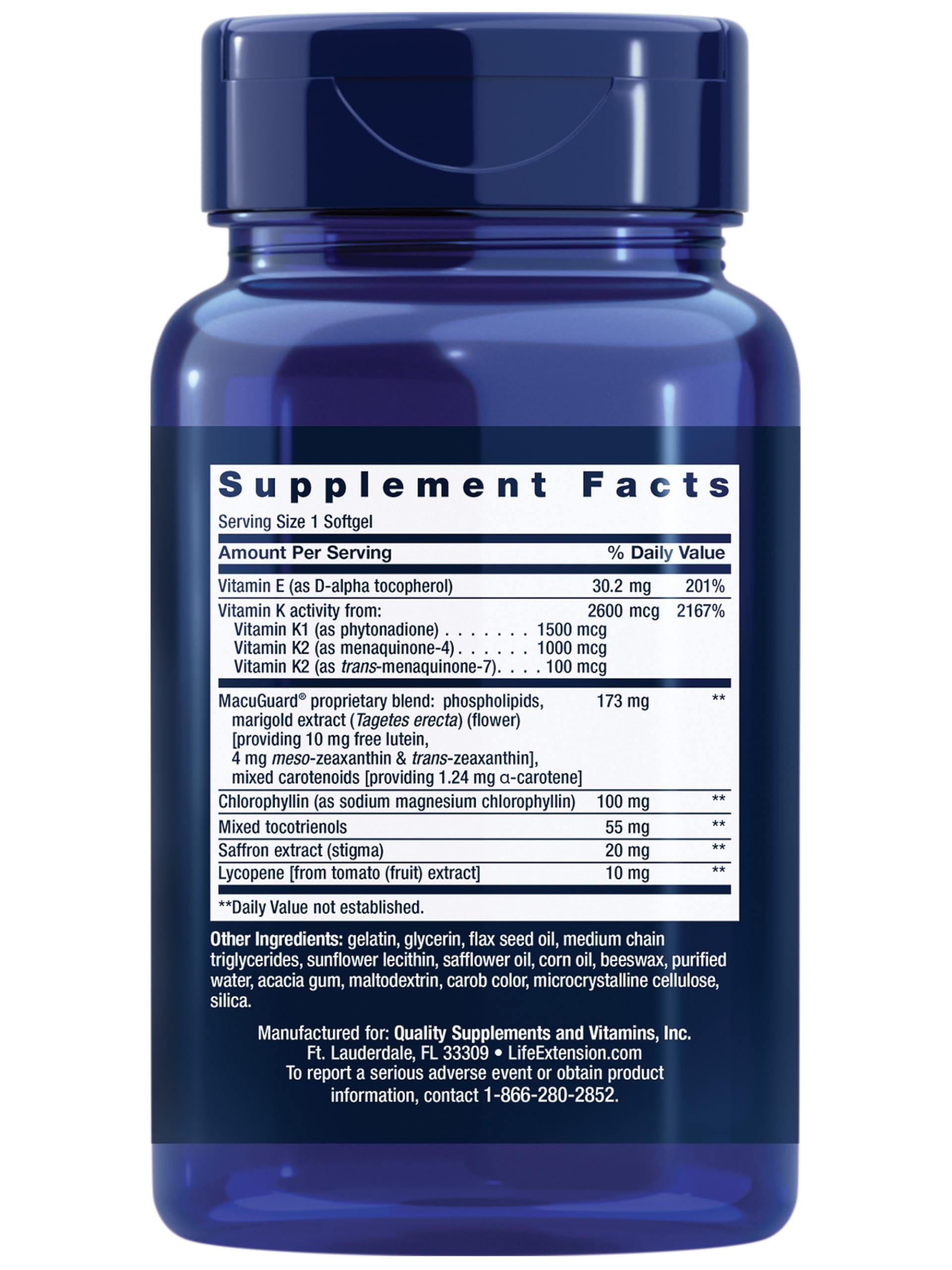 Life Extension Once-Daily Health Booster – Vitamin K1/K2, Vitamin E, Saffron & Lutein | 60 Softgels | Non-GMO, Gluten-Free