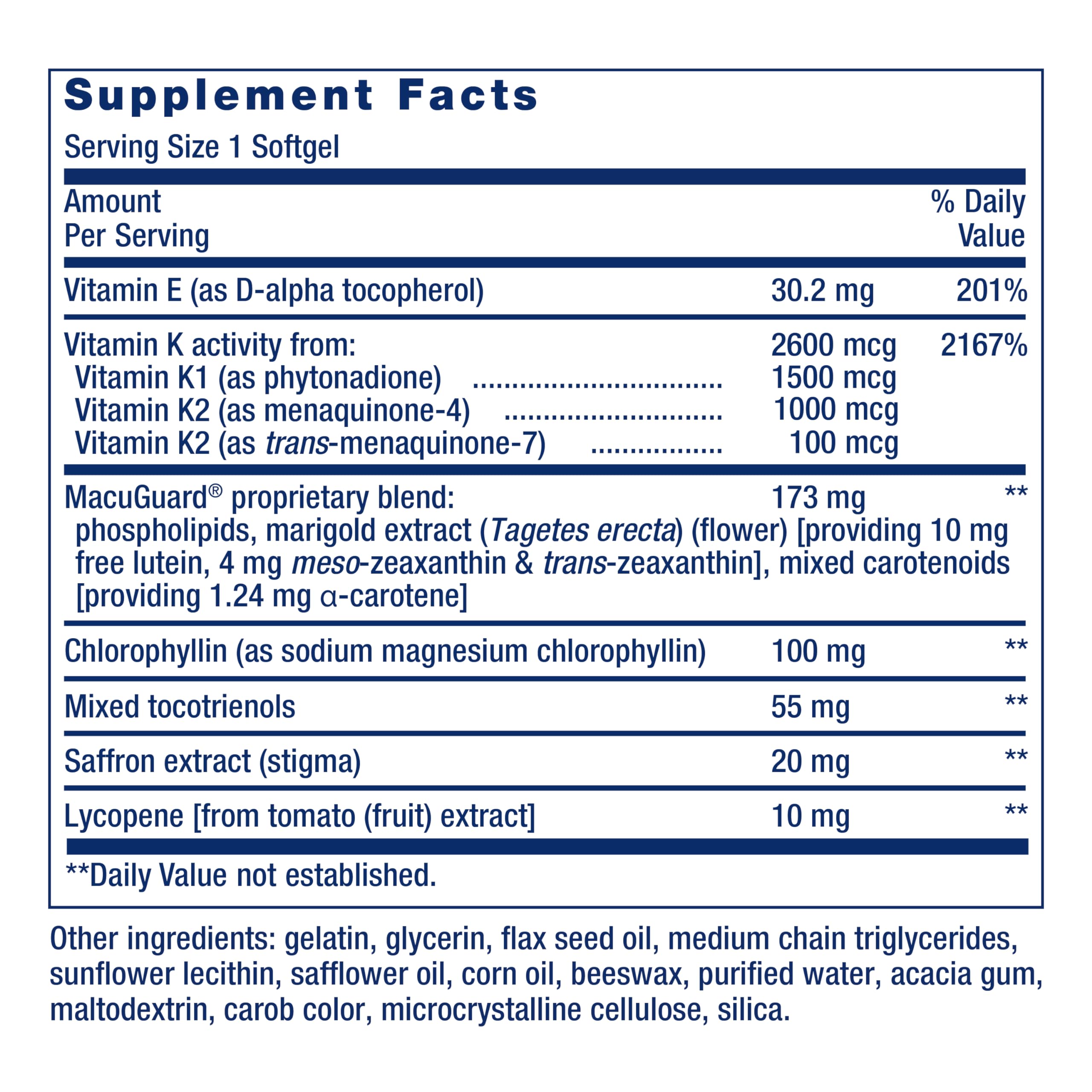 Life Extension Once-Daily Health Booster – Vitamin K1/K2, Vitamin E, Saffron & Lutein | 60 Softgels | Non-GMO, Gluten-Free