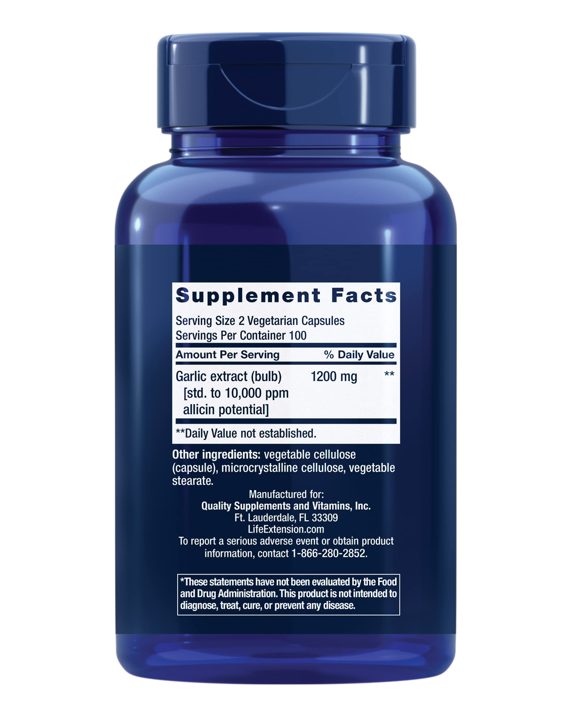 Life Extension Optimized Garlic - Heart Health, Immune Support, 200 Capsules