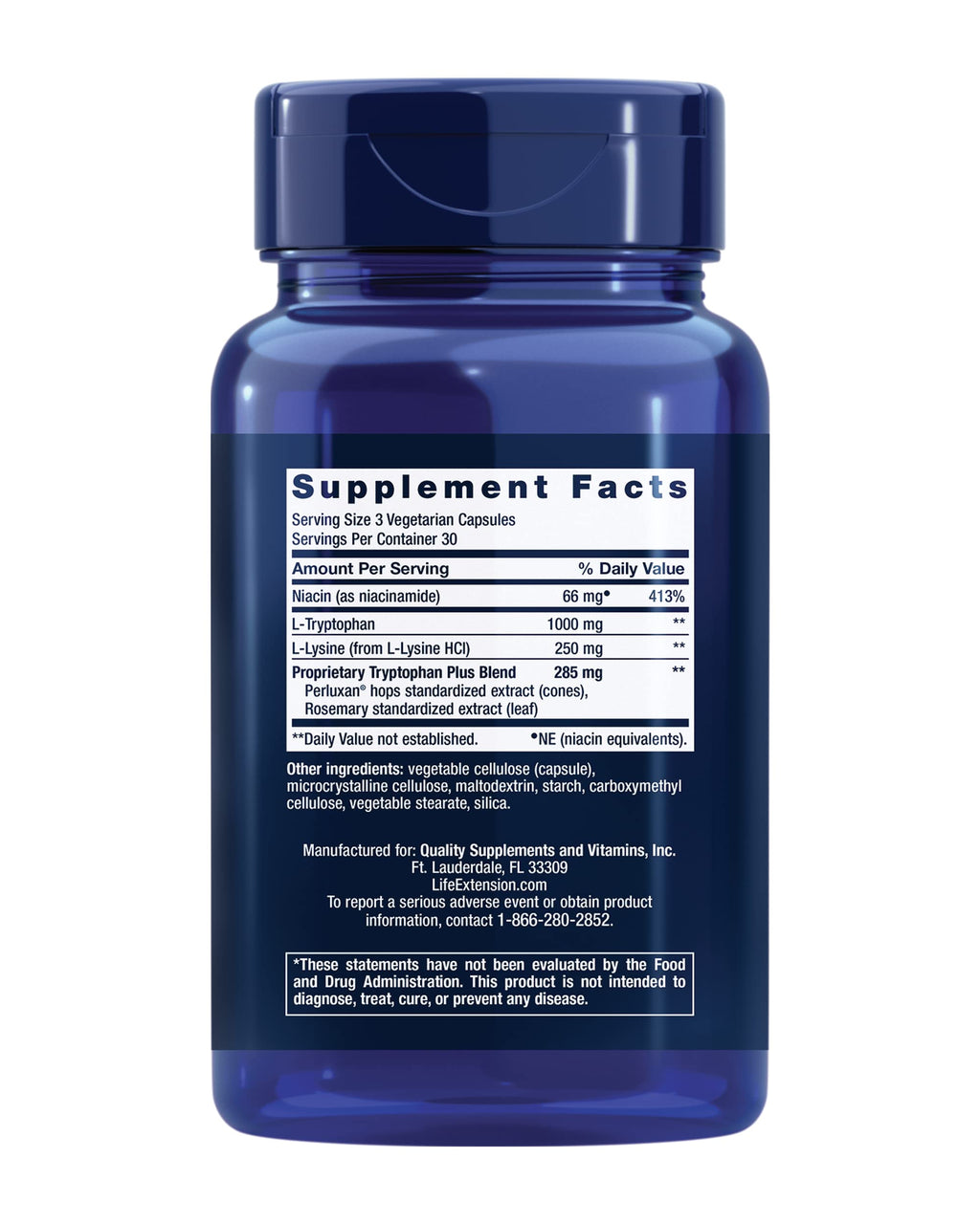Life Extension Optimized Tryptophan Plus 1000mg | L-Tryptophan Supplement for Sleep & Mood – 90 Capsules