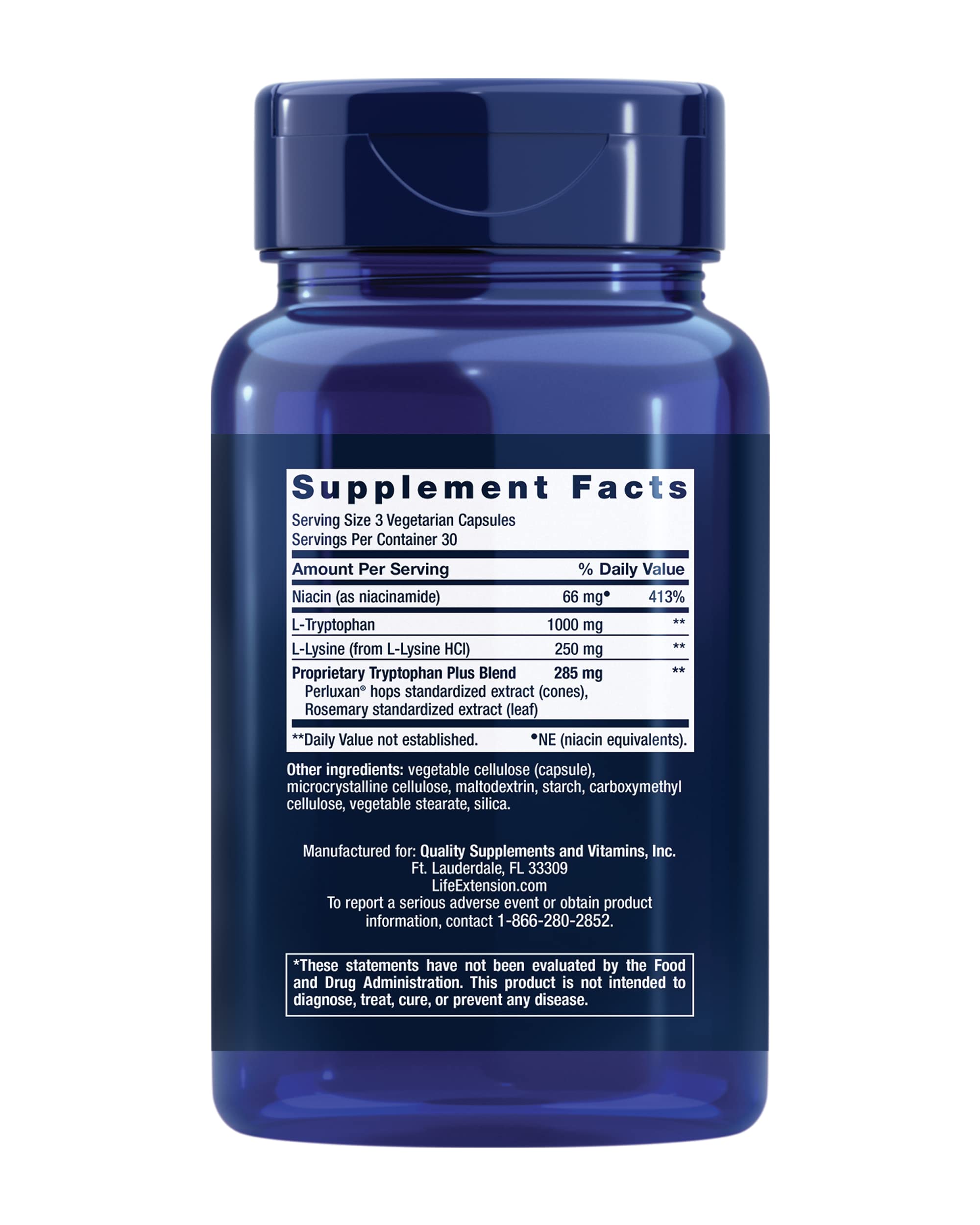 Life Extension Optimized Tryptophan Plus 1000mg | L-Tryptophan Supplement for Sleep & Mood – 90 Capsules