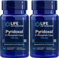 Life Extension P5P 100 mg – Vitamin B6 (Pyridoxal-5'-Phosphate) 180 Veg Capsules, Pack of 2