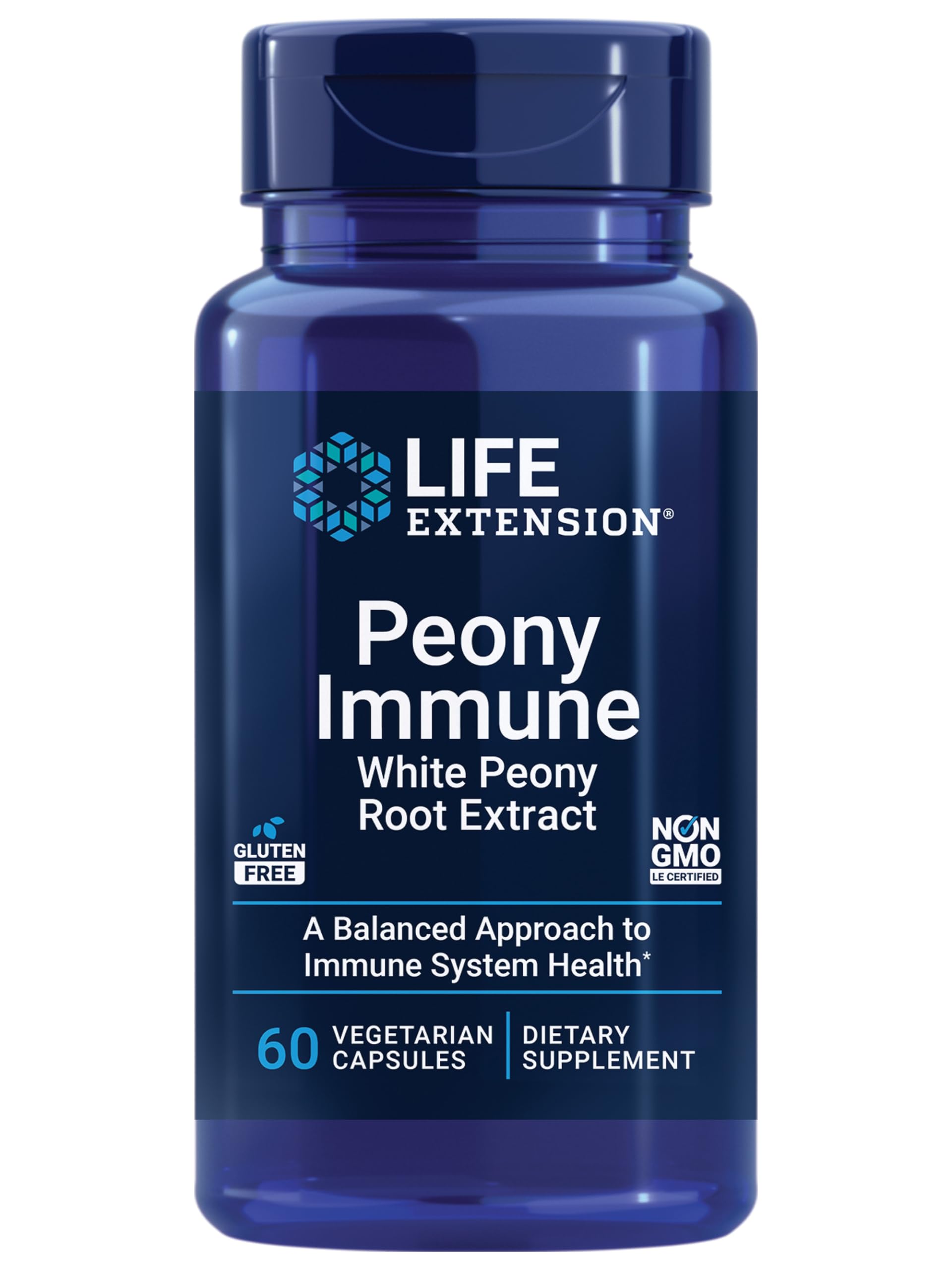 Peony Immune by Life Extension – White Peony Root Immune Support, Gluten-Free, Non-GMO, 60 Capsules