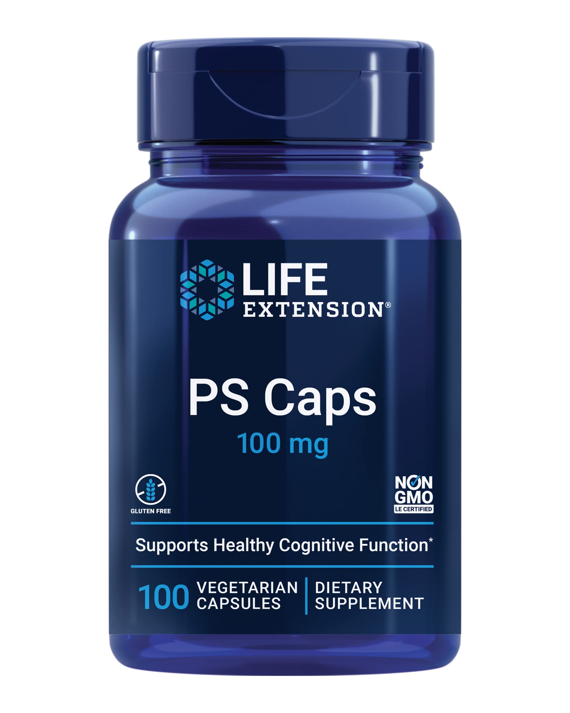 Life Extension PS Caps, phosphatidylserine, for Cognitive Performance, Gluten-Free, Non-GMO, Vegetarian, 100 Capsules