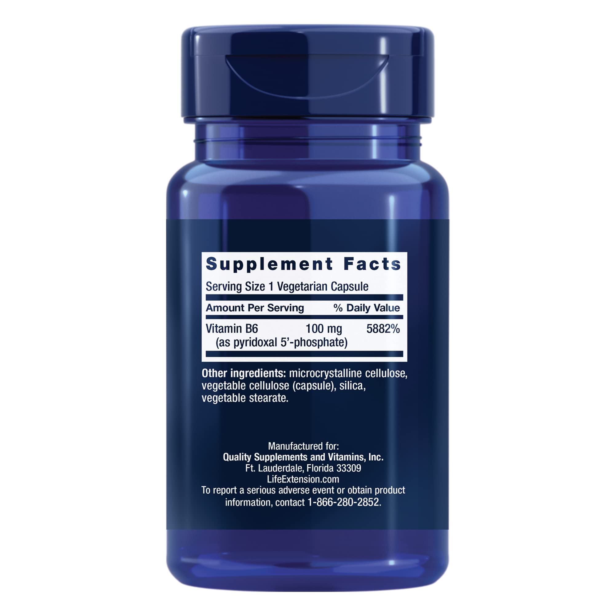 Life Extension Pyridoxal 5'-Phosphate Caps – Vitamin B6 100 mg | Bioactive B6 for Cardiovascular, Nervous System & Kidney Health