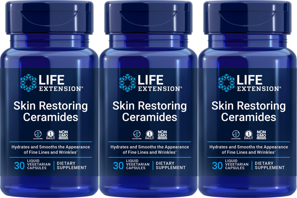 Life Extension Skin Restoring Ceramides – 3-Pack, 30 Liquid Vegetarian Capsules