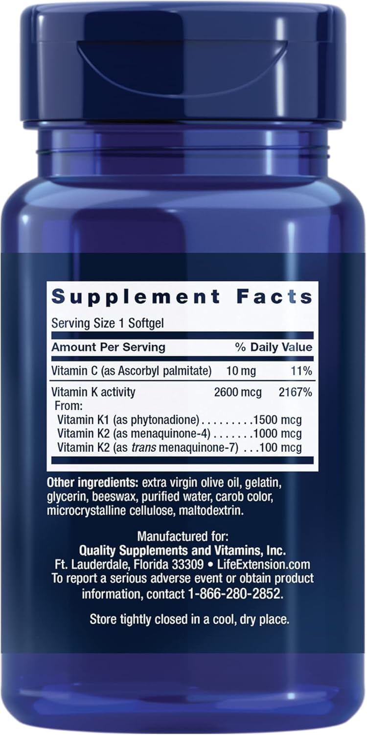 Life Extension Super K, 90 Softgels (Pack of 3) – Vitamin K1, MK-4 & MK-7 for Bone & Heart Health