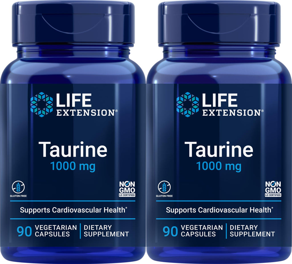 Life Extension Taurine 1,000 mg – 90 Veg Capsules (Pack of 2)