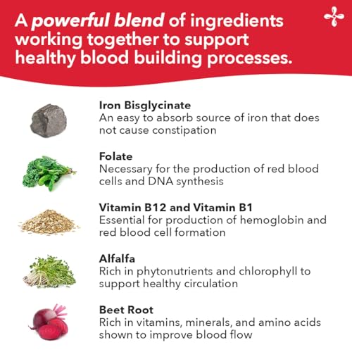 LifeSeasons Blood Nourish-R - Iron Deficiency Supplement - Supports Anemia, Fatigue, Paleness & Dizziness - 60 Capsules