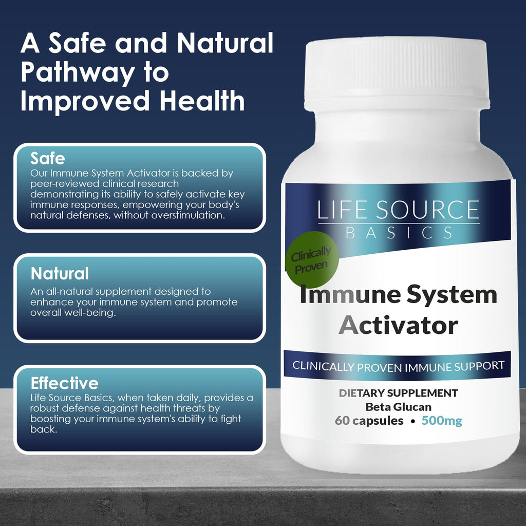 Life Source Basics Immune Support Activator - Beta-Glucan 60 Caps | Non-GMO & Vegan