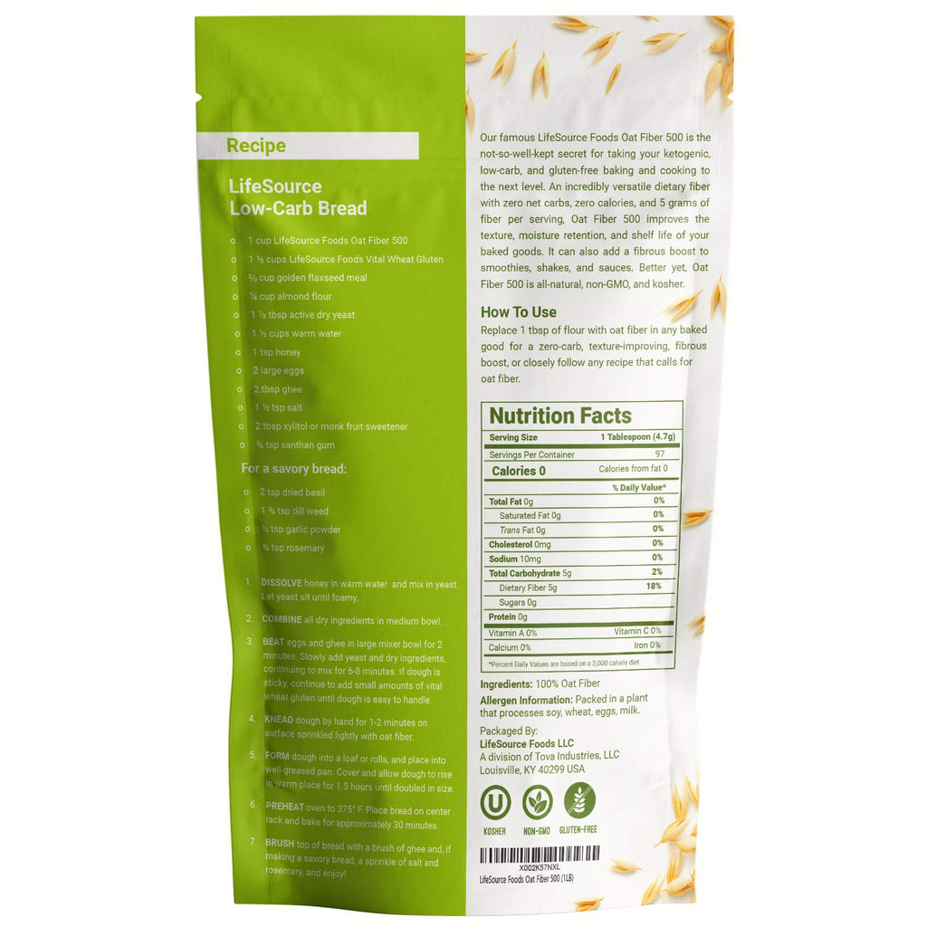 LifeSource Oat Fiber 500 (1 lb) – Keto, Zero-Carb, Gluten-Free