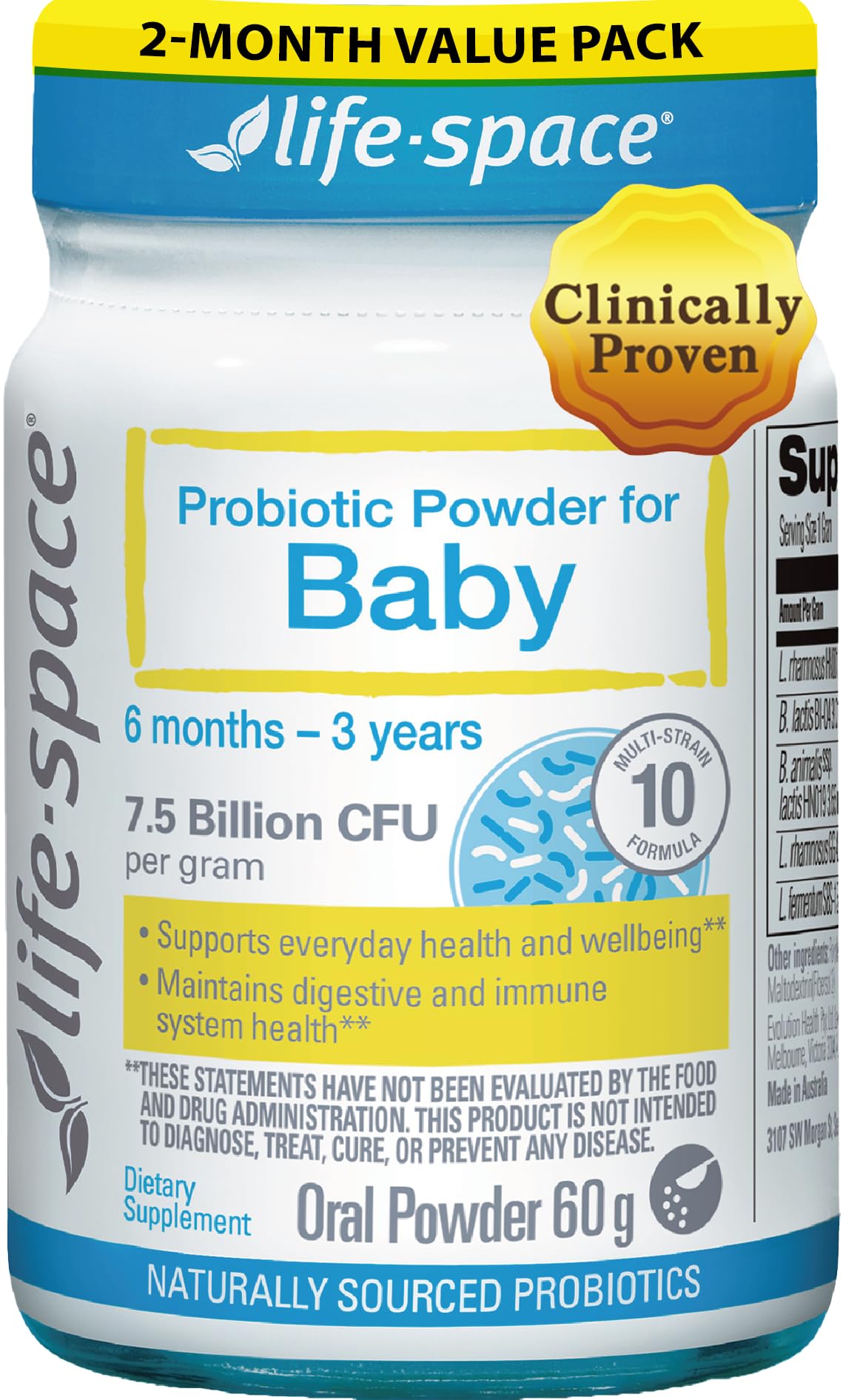 Life-Space 60g Probiotic Powder for Babies 0-36m | 7.5B CFU Multi-Strain
