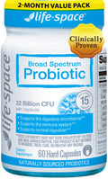 Life-Space Premium Broad Spectrum Probiotics — 32B CFU, 15 Strains, 60 Veg Capsules