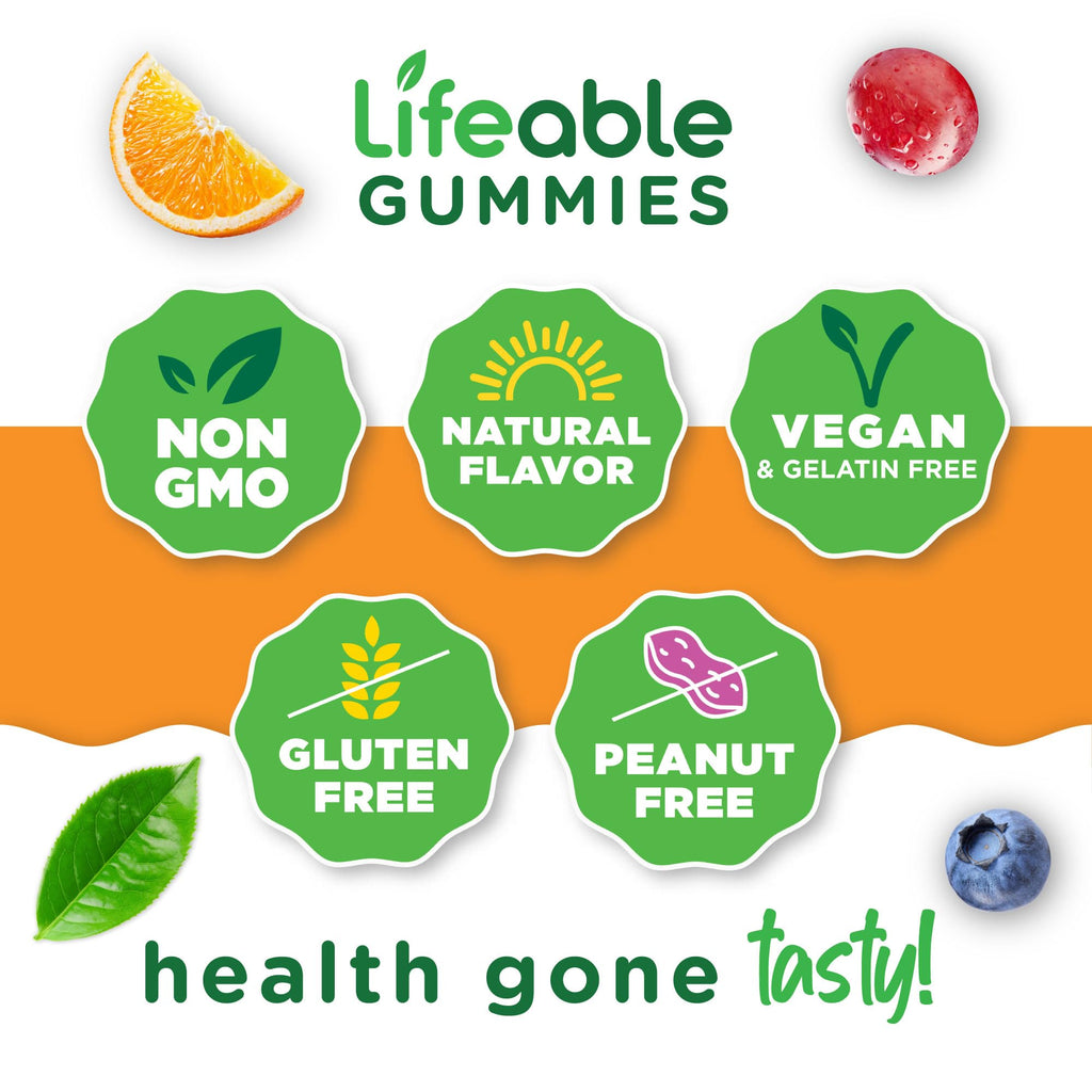 Lifeable Vitamin B Complex Gummies for Adults – Energy & Nervous System Support | Vegan (90 Gummies)