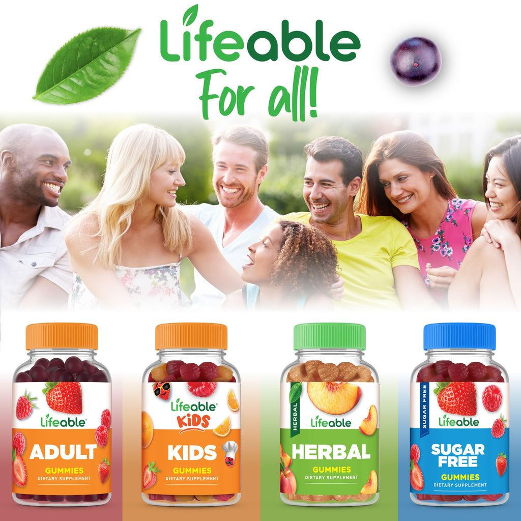 Lifeable Vitamin B Complex Gummies for Adults – Energy & Nervous System Support | Vegan (90 Gummies)