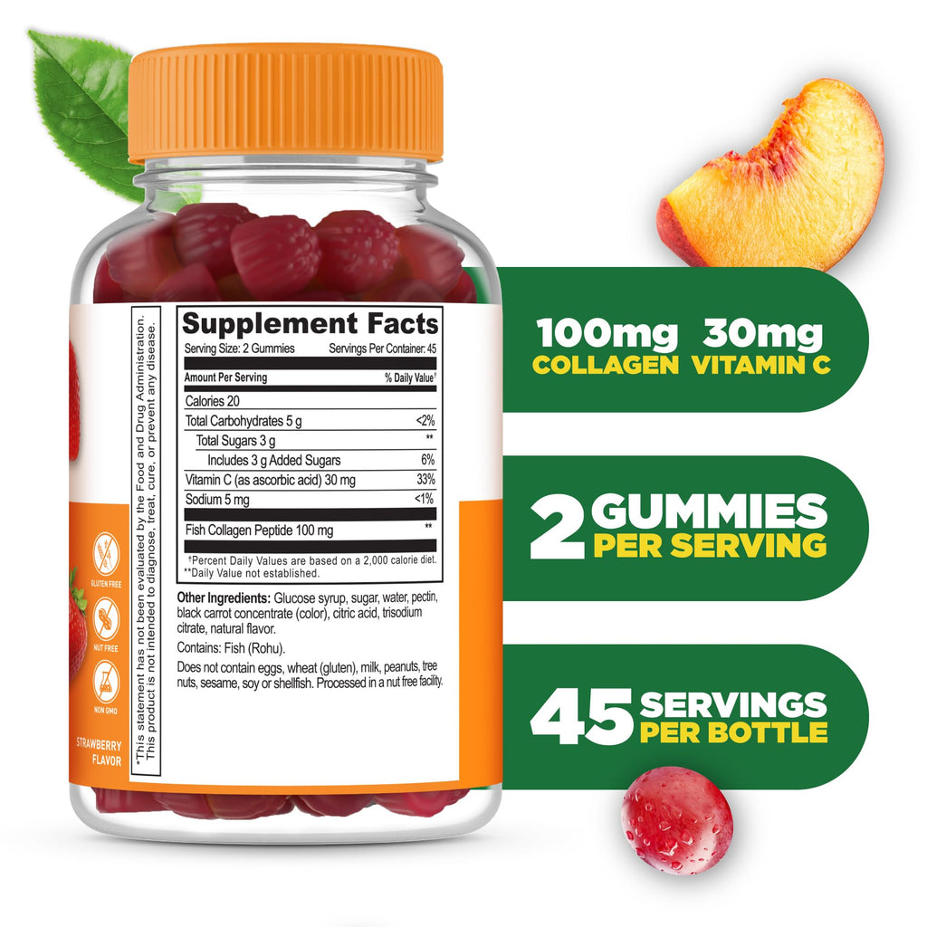 Lifeable Collagen Peptides Gummies 100mg Vitamin C – 90 Gummies