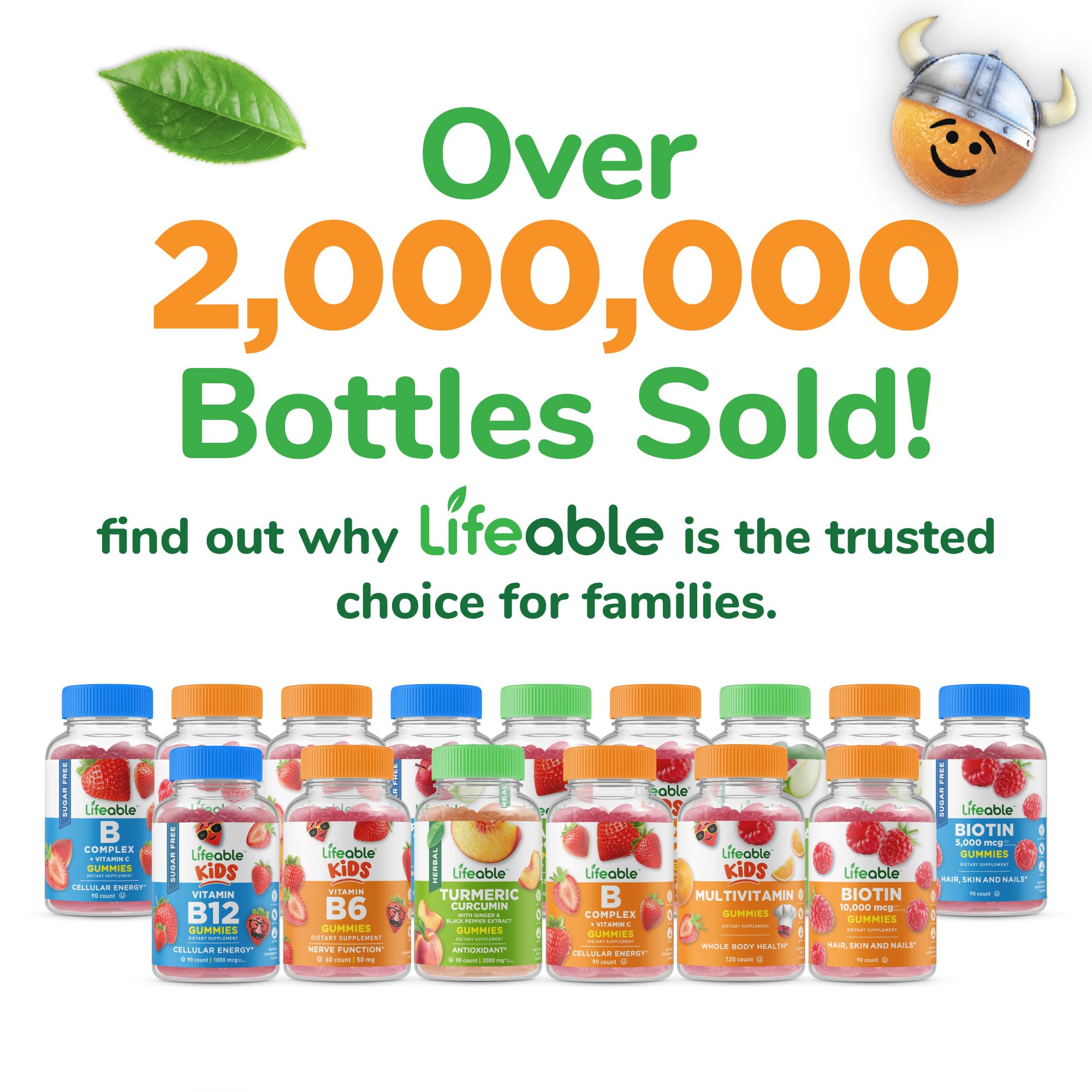 Lifeable Kids Vitamin D3 K2 Gummies - 1000 IU D3, 100 mcg K2 - 60 Gummies