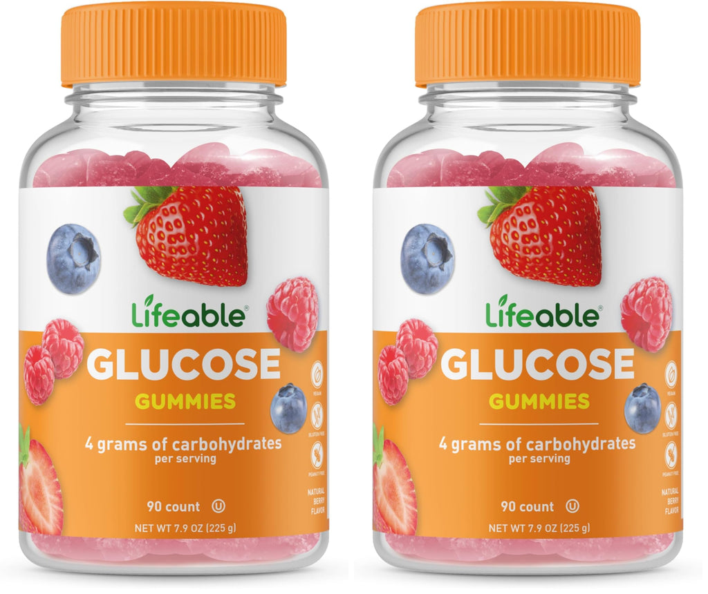 Lifeable Glucose Gummies – Mixed Berry, Gluten Free & Non-GMO (90 Gummies Pack)