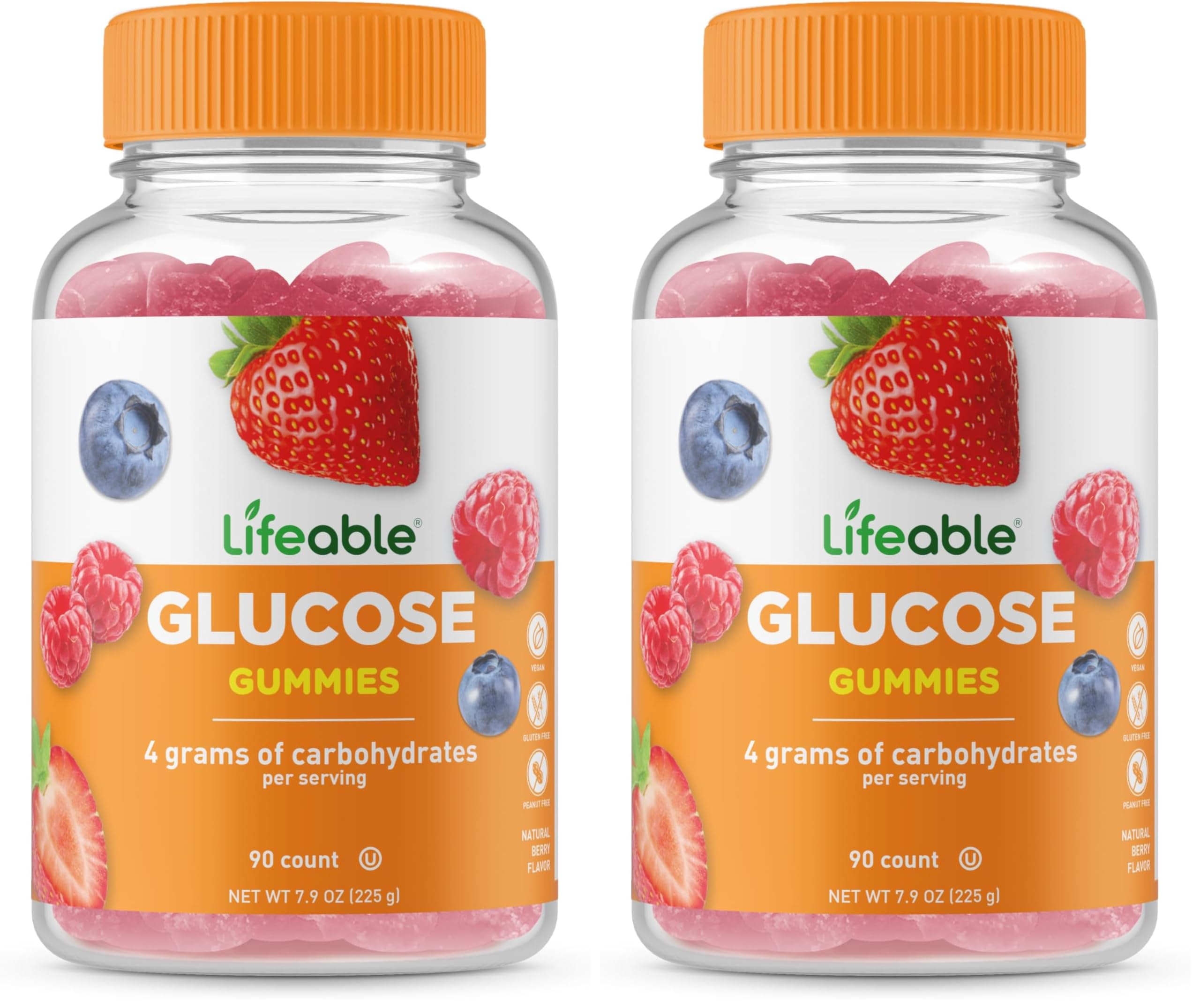 Lifeable Glucose Gummies – Mixed Berry, Gluten Free & Non-GMO (90 Gummies Pack)