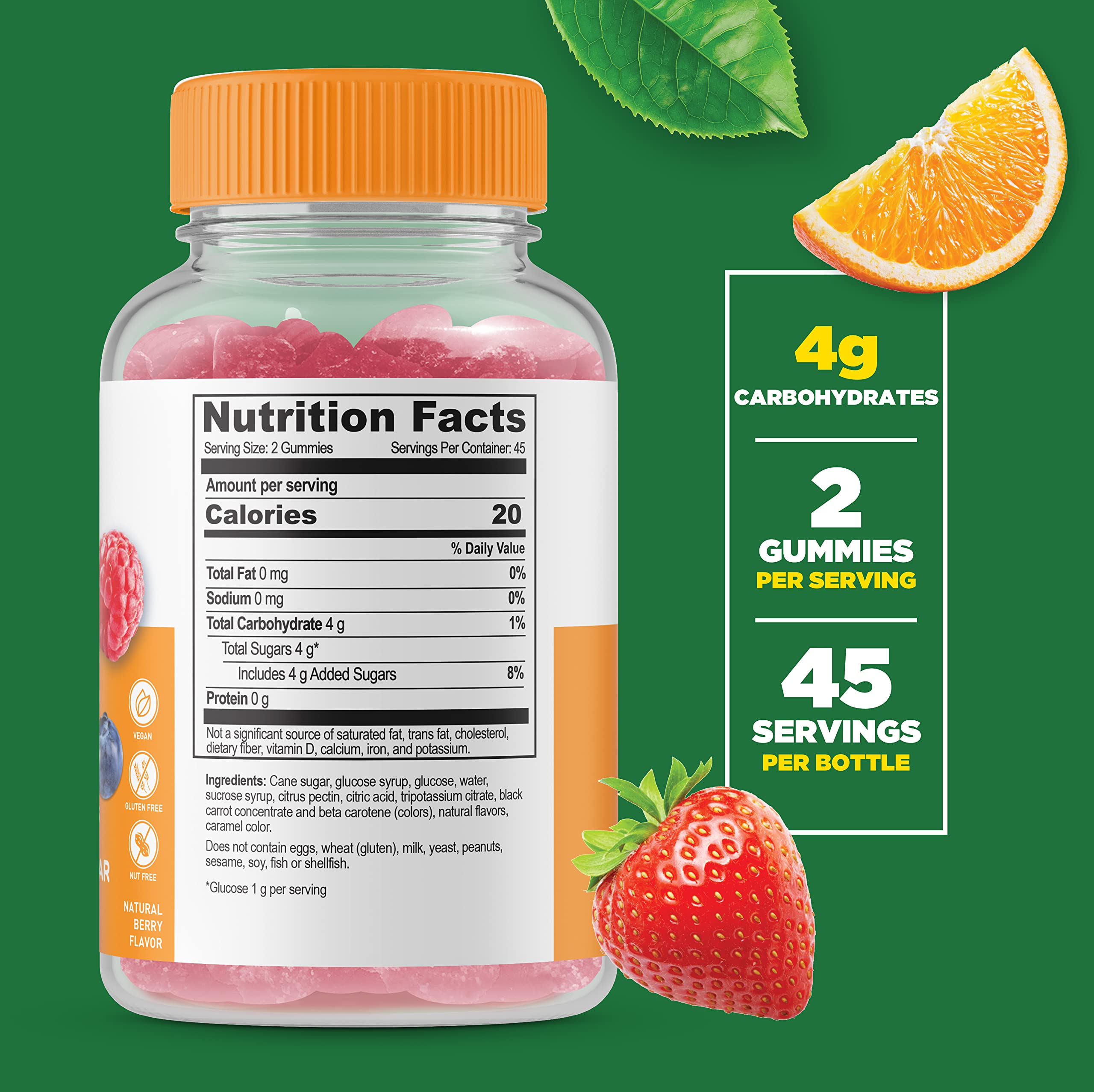 Lifeable Glucose Gummies – Mixed Berry, Gluten Free & Non-GMO (90 Gummies Pack)