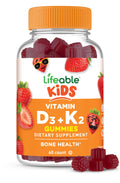 Lifeable Kids Vitamin D3 K2 Gummies - 1000 IU D3, 100 mcg K2 - 60 Gummies