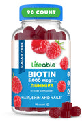 Lifeable Sugar Free Biotin Gummies 5000mcg | Hair, Skin & Nails | 90 Gummies