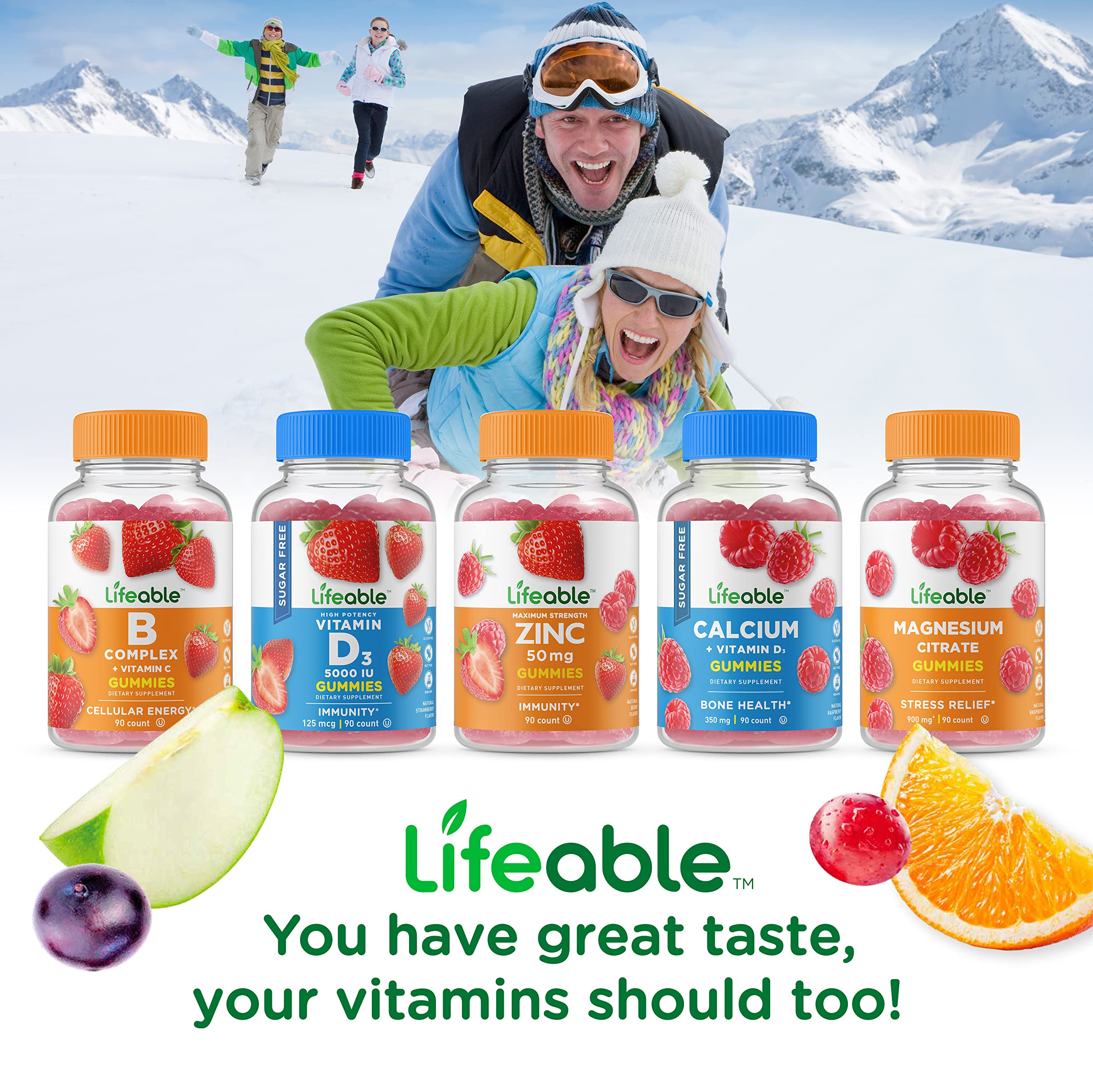 Lifeable Sugar Free Vitamin C Gummies 250 mg – Orange Flavor | Vegetarian Non-GMO | 90 Gummies