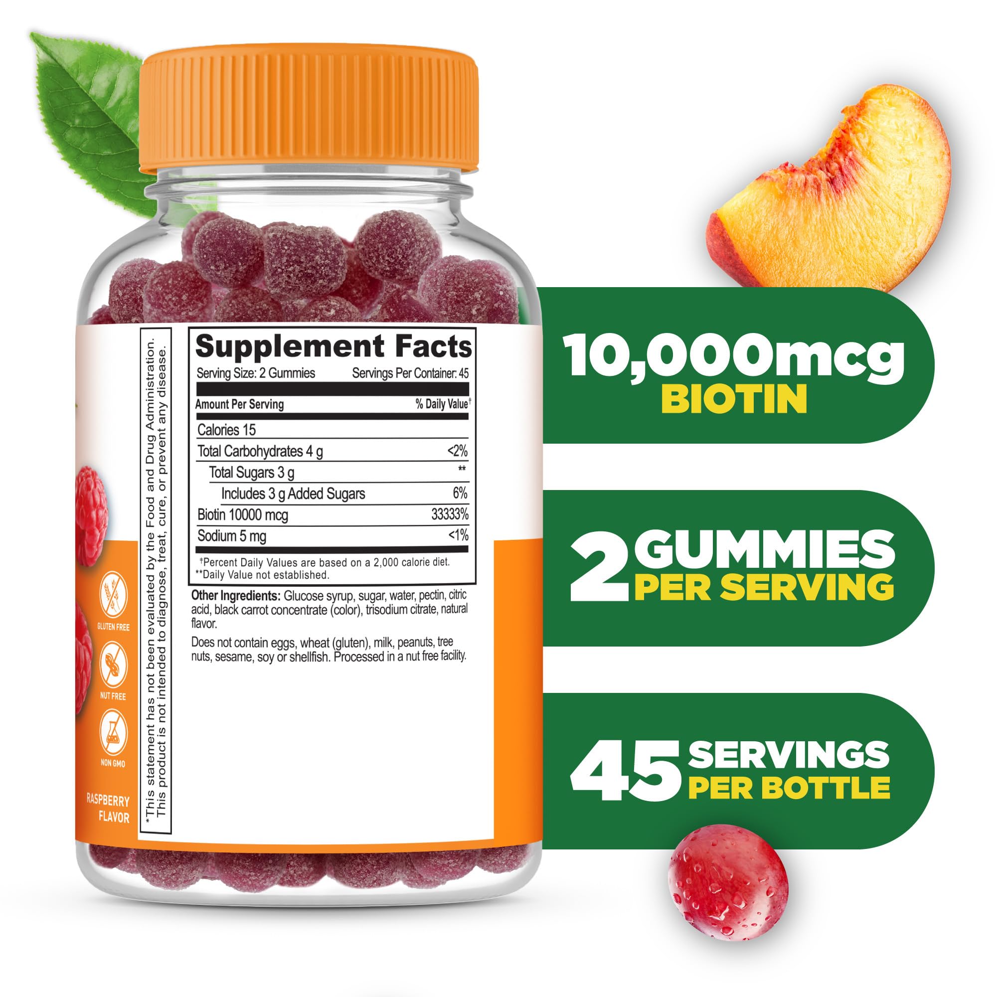 Lifeable Teens Biotin 10000mcg Gummies | Vegan B7 for Hair, Skin & Nails | 90 Gummies