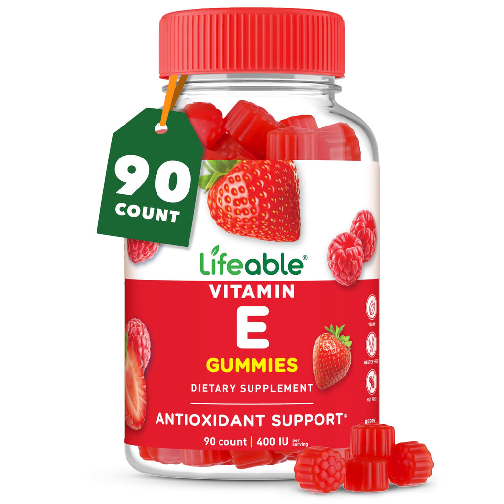 Lifeable Vitamin E Gummies 400 IU – 90 Gummies | Skin, Eye Health & Immune Support