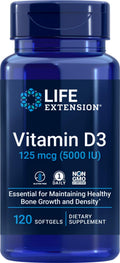 Life Extension Vitamin D3 5000 IU | 120 Softgels (125 mcg)