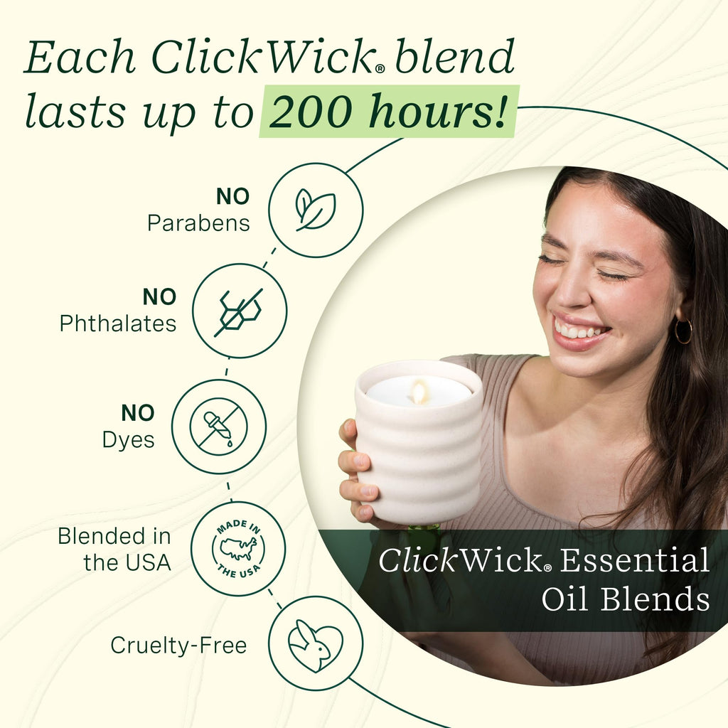 Lifelines Flameless Candle Diffuser with 2 ClickWick Blends – Cordless Waterless Aromatherapy Cream Bubble