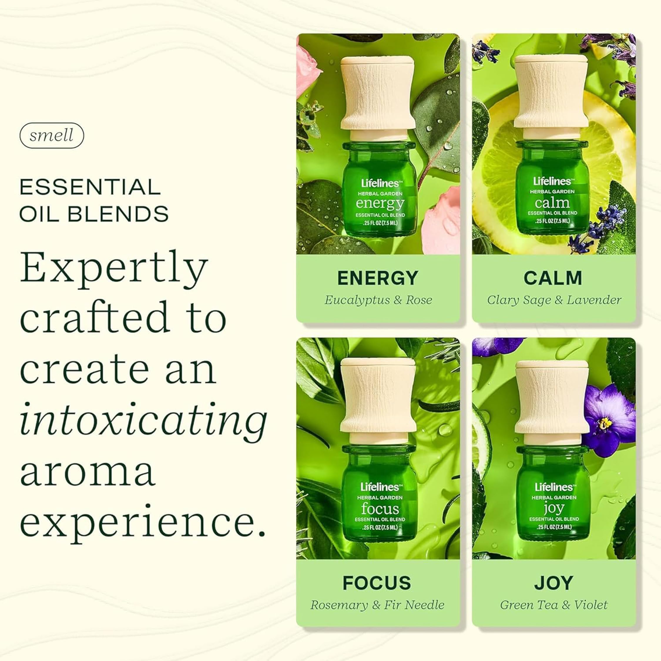 Lifelines Essential Oil Blends 4-Pack – Joy, Calm, Focus & Energy | Precision Pump Diffusers