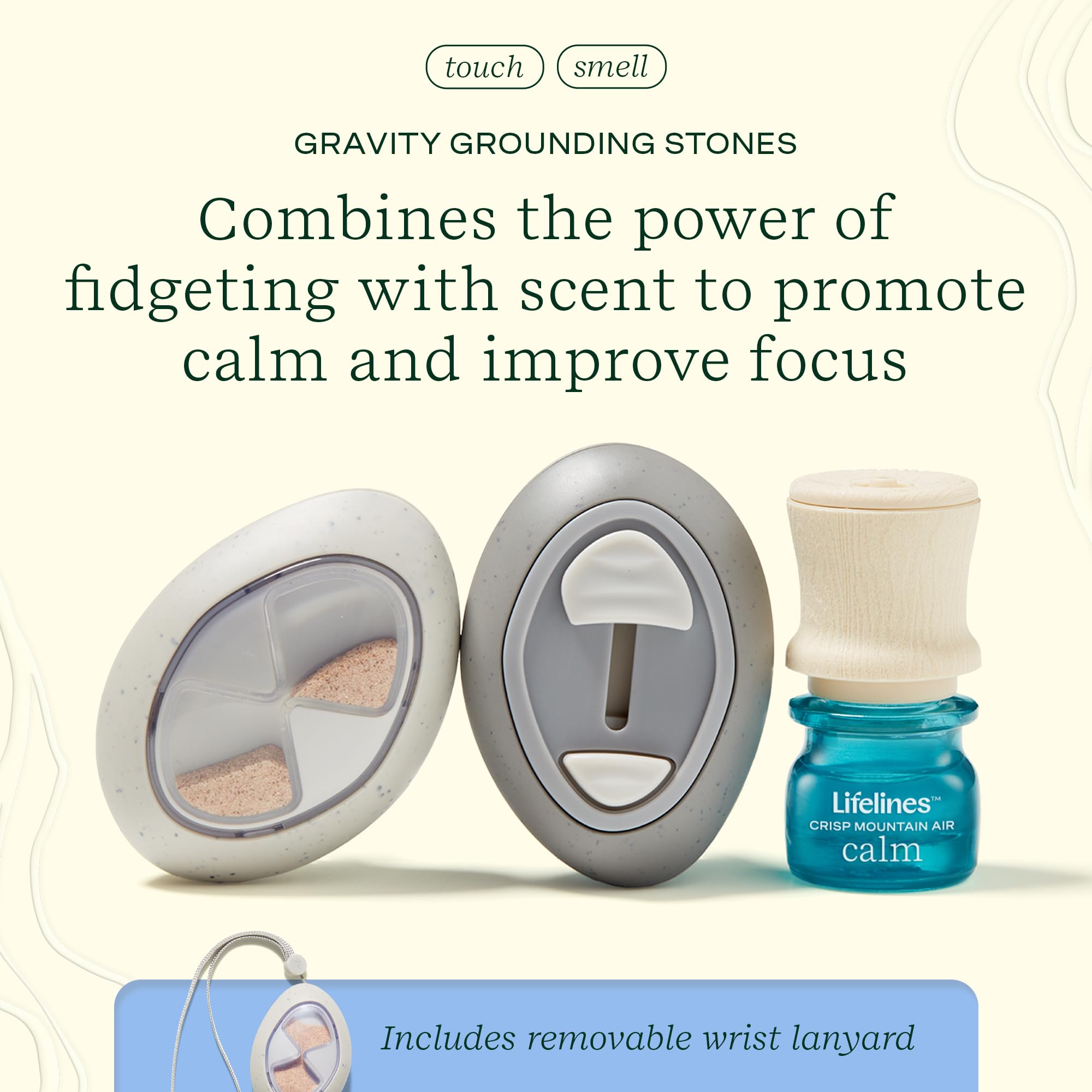 Lifelines Scent-Infused Grounding Stones 2-Pack – Portable Fidget Diffuser