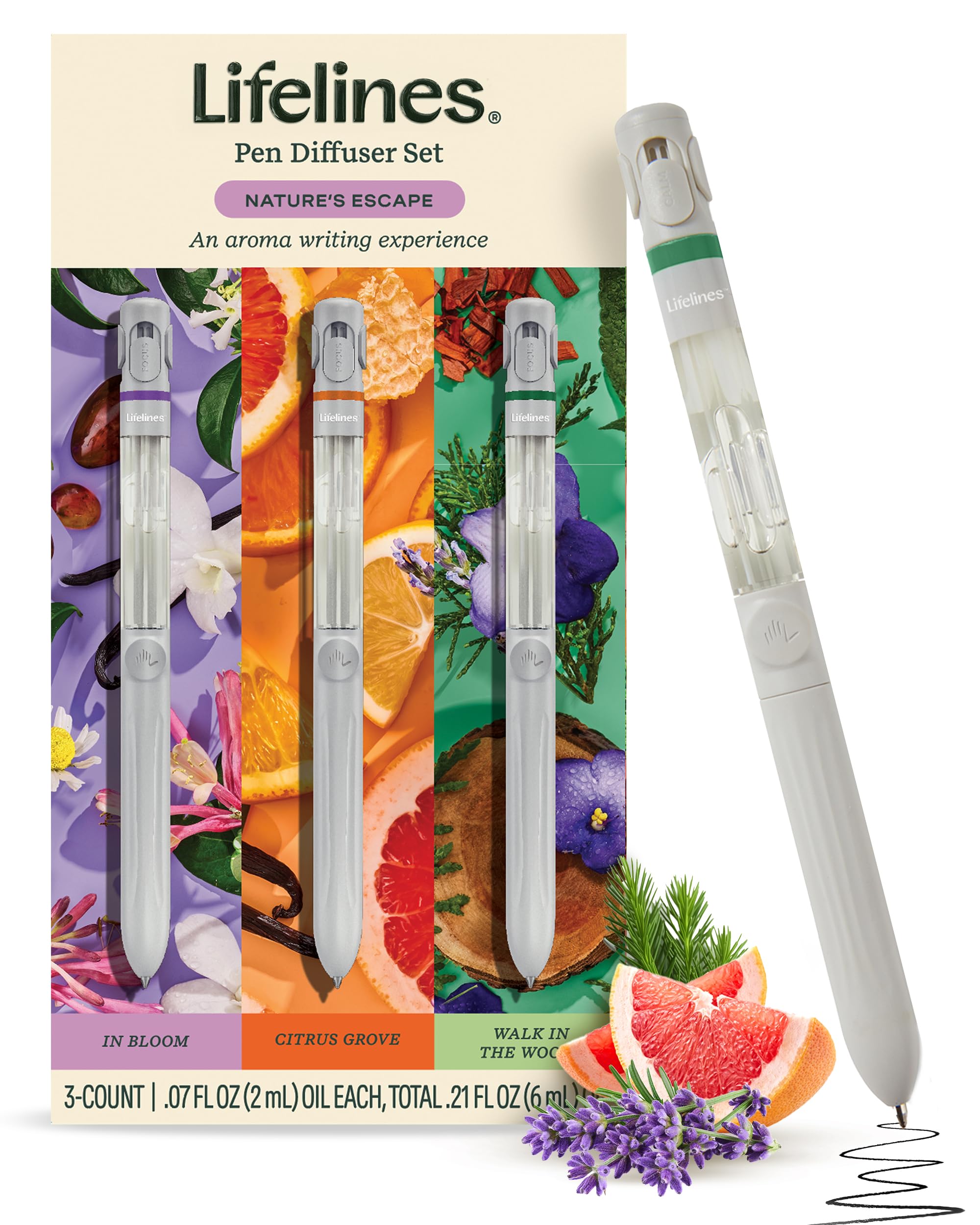 Lifelines Pen Diffuser Set – Nature's Escape 3-Pack | Aromatherapy Pens with Scented Ink Diffusion